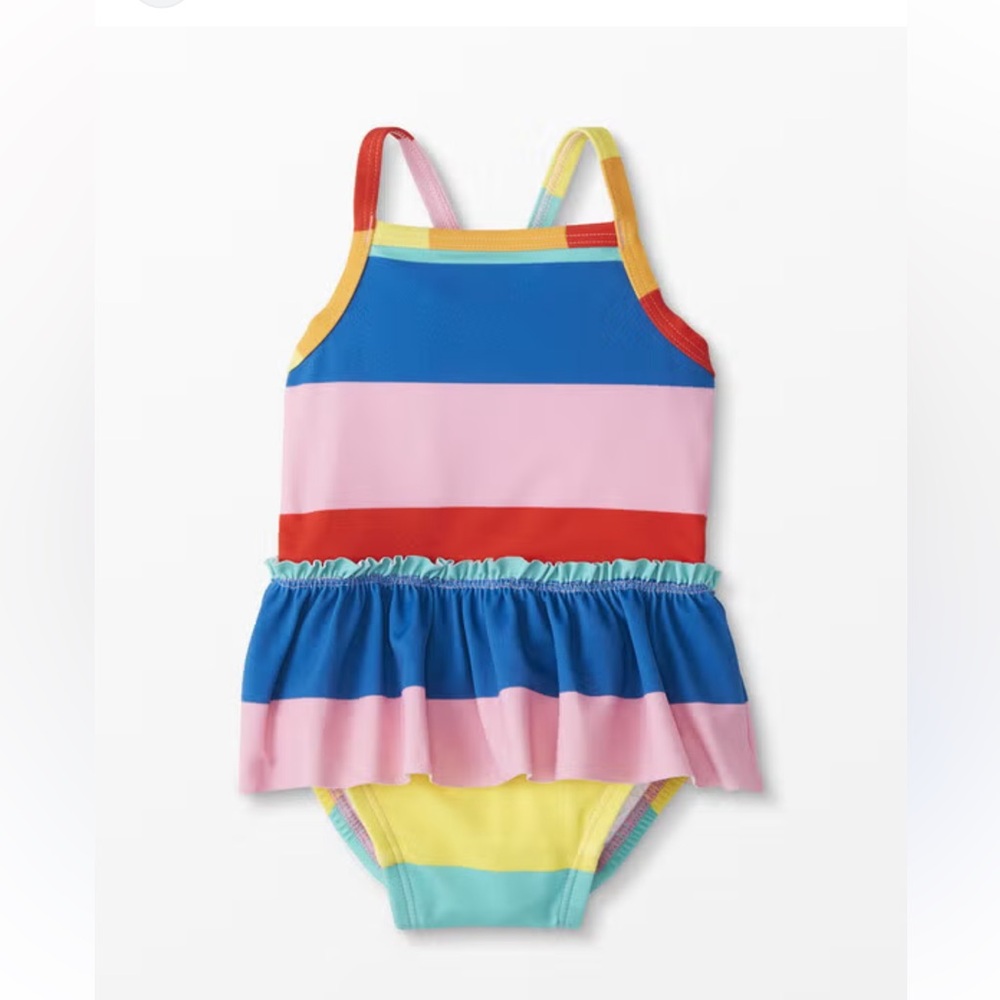 Hanna Andersson Baby Recycled Skirted One Piece Swimsuit & Shirt 2t